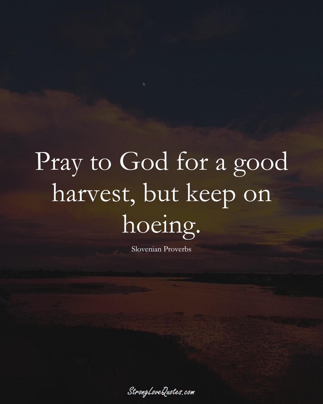 Pray to God for a good harvest, but keep on hoeing. (Slovenian Sayings);  #EuropeanSayings