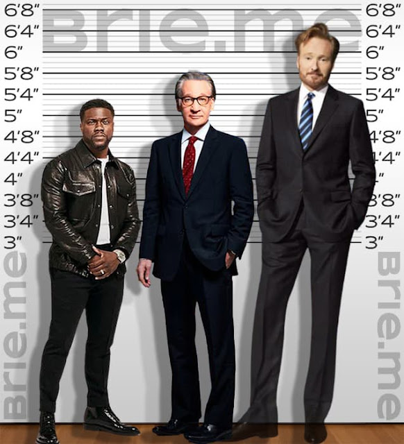 Bill Maher standing with Kevin Hart and Conan O'Brien