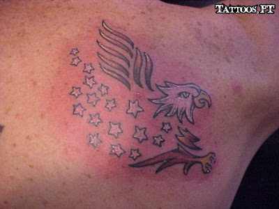 Tatoos Aguia com Estrelas nas costas