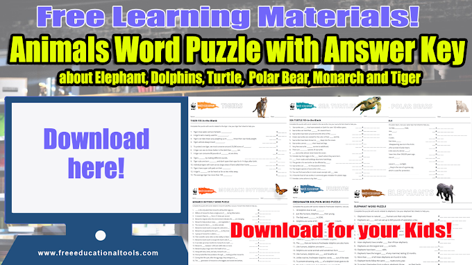 Animals Word Puzzle Learning Materials Free Download