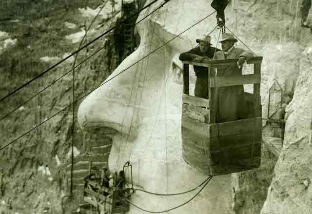 Gutzon and Lincoln Borglum at Mount Rushmore, 31 October 1941 worldwartwo.filminspector.com