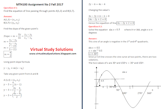 MTH100 Assignment No 2 Solution Fall 2017 Sample Preview