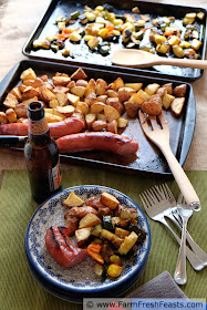 Roasted potatoes, peppers, yellow squash and zucchini with kielbasa. Fresh ingredients simply seasoned for a simple dinner when you don't have a plan in mind.