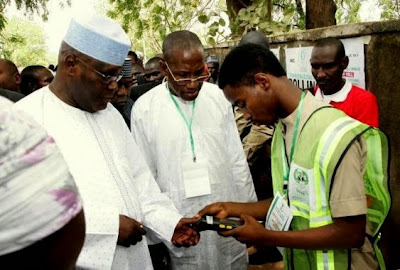 Shehu Shagari and Atiku Abubakar at their polling unit voting for buhari