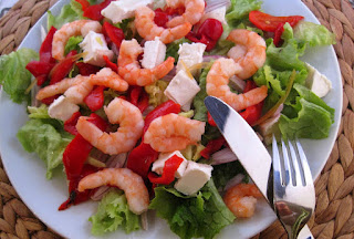 Ensalada de Camarones con Cebollas Tiernas