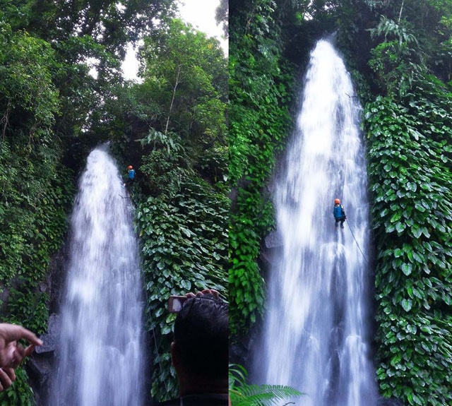 Waterfalls Rappelling, Descending Itbog Twin Falls