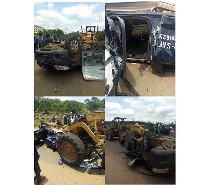 Policemen badly injured as tractor crushes their van