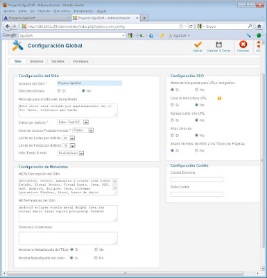 Administrar Joomla! 1.6.3, añadir artículos, noticias, usuarios, configuración global