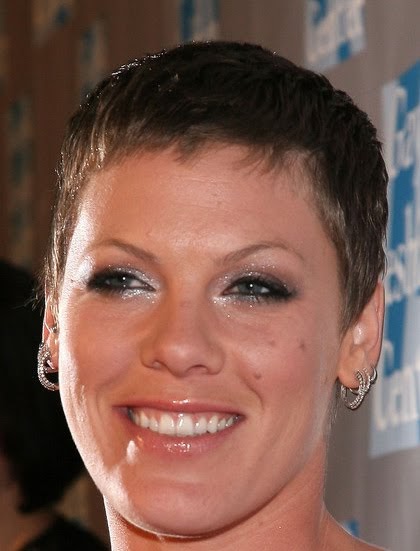 Woman And Men Hairstyles: Pink short Buzz cut