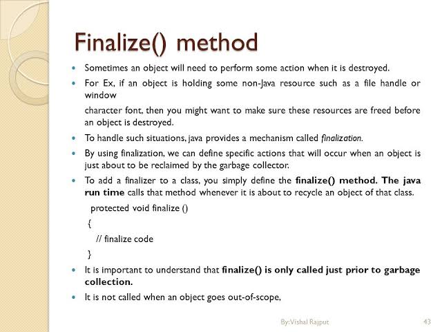 What is finalize() Method in java