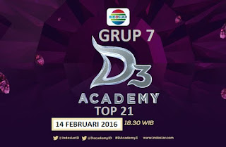 Peserta Grup 7 Babak 21 Besar D’Academy 3 Minggu 14 Februari 2016