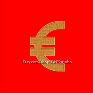 Euro Symbol Sign Embroidery Design