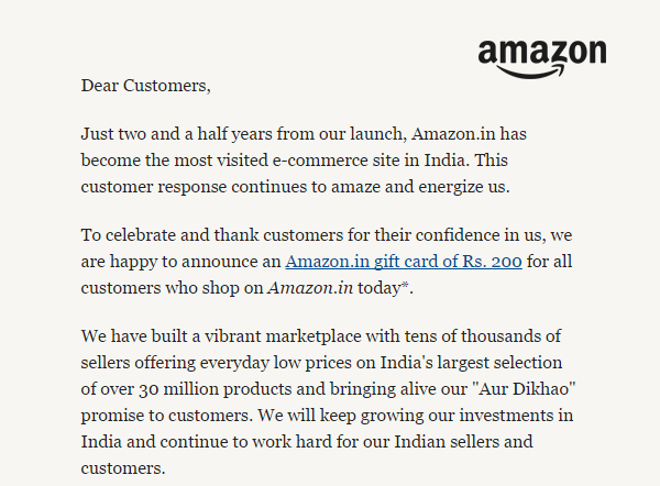  Get Amazon.in gift card of ₹200 on purchase of ₹500 today