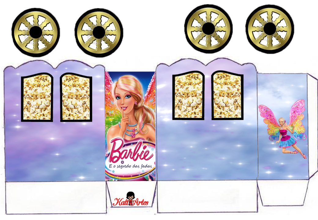 Barbie: Caja con forma de Carruaje para Imprimir Gratis. 