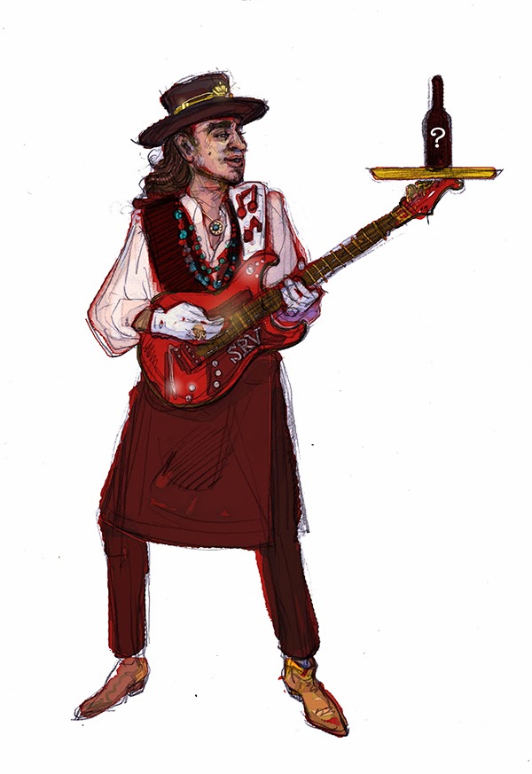 Stevie Ray Vaughan, editorial fashion illustration, portrait drawn by Ben Liu