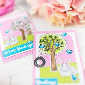 Sunny Studio Stamps: Seasonal Trees Frilly Frames A Bird's Life Spring Greetings Fancy Frames Spring Themed Cards by Franci Vignoli and Mona Toth