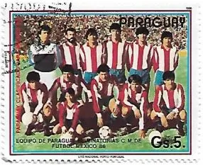 Selo Seleção Paraguaia de Futebol de 1986