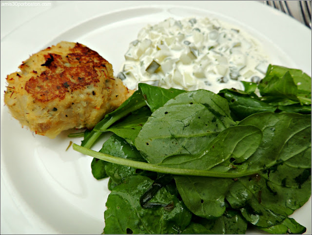 New England Salt Cod Cake with Arugula and Tartar Sauce