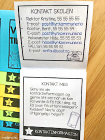 Malimo - Infobrettebok til skolestart. En kjempepraktisk måte å dele ut info til foreldre og elever. Henger fint på kjøleskapet! Fyll rett inn i malen