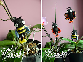 Potted plant decoration - Crochet bee on clothes pin for decoration. Free pattern