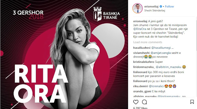 Rita Ora to hold a Concert in Tirana on June 3