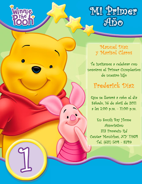 Tarjeta de Invitación de Cumpleaños Winnie The Pooh y Puerquito Novedosa