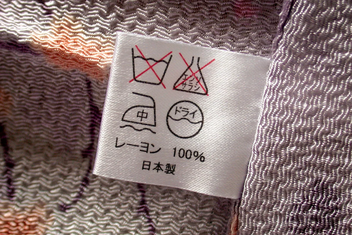 close-up shot of a clothes care label