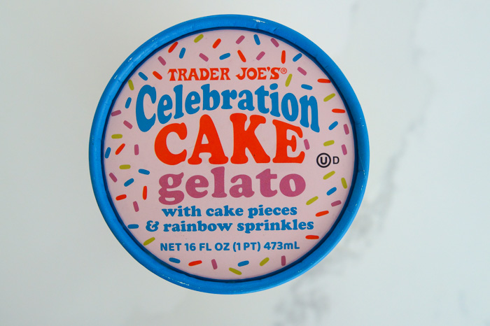 Trader Joe's Celebration Cake Gelato lid