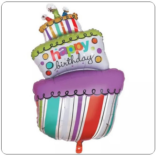 Balon Foil Happy Birthday Cake Miring Jumbo