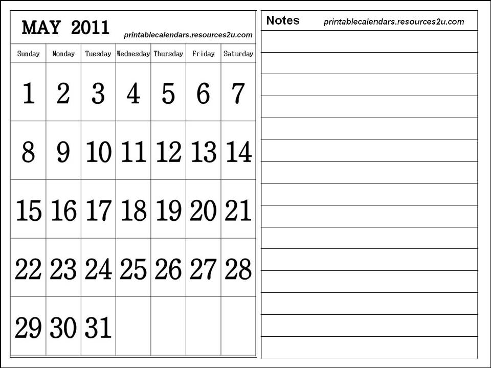 monthly calendar printable 2011. Printable Calendar 2011