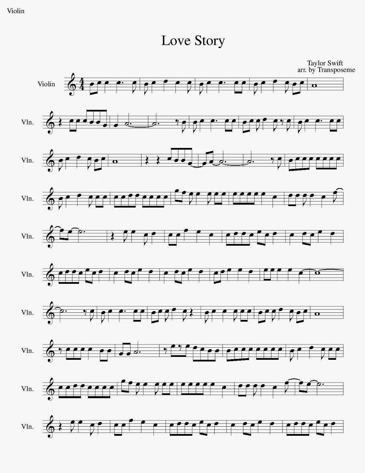 Musical Mania: Love Story by Taylor Swift Violin Sheet Music