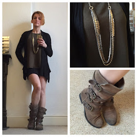 All Saints skirt, H&M top, Marks & Spence boots