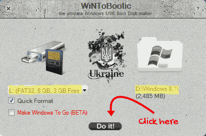 using wintobootic to create windows bootable usb