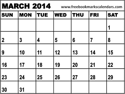 Blank Calendar March 2014