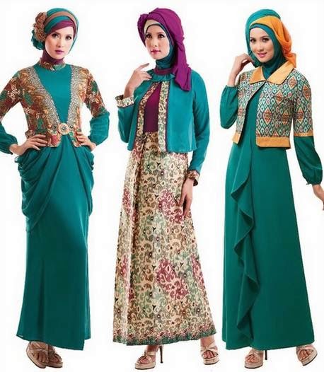 Desain baju muslim gamis brokat tren 2015
