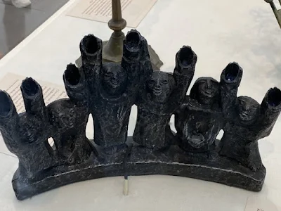 cast metal brutalist menorah at The Contemporary Jewish Museum in San Francisco, California