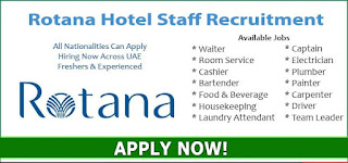 Al Jaddaf Rotana Suite Hotel Multiple Staff Jobs Recruitment For Dubai, UAE Location