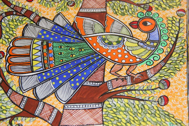 madhubani bird background