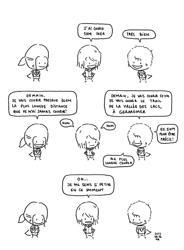 Je fais un blogbd, de la bandes dessinées et des dessins. 
            Hey ils vont faire quelque chose d'incroyable: courir longtemps
            