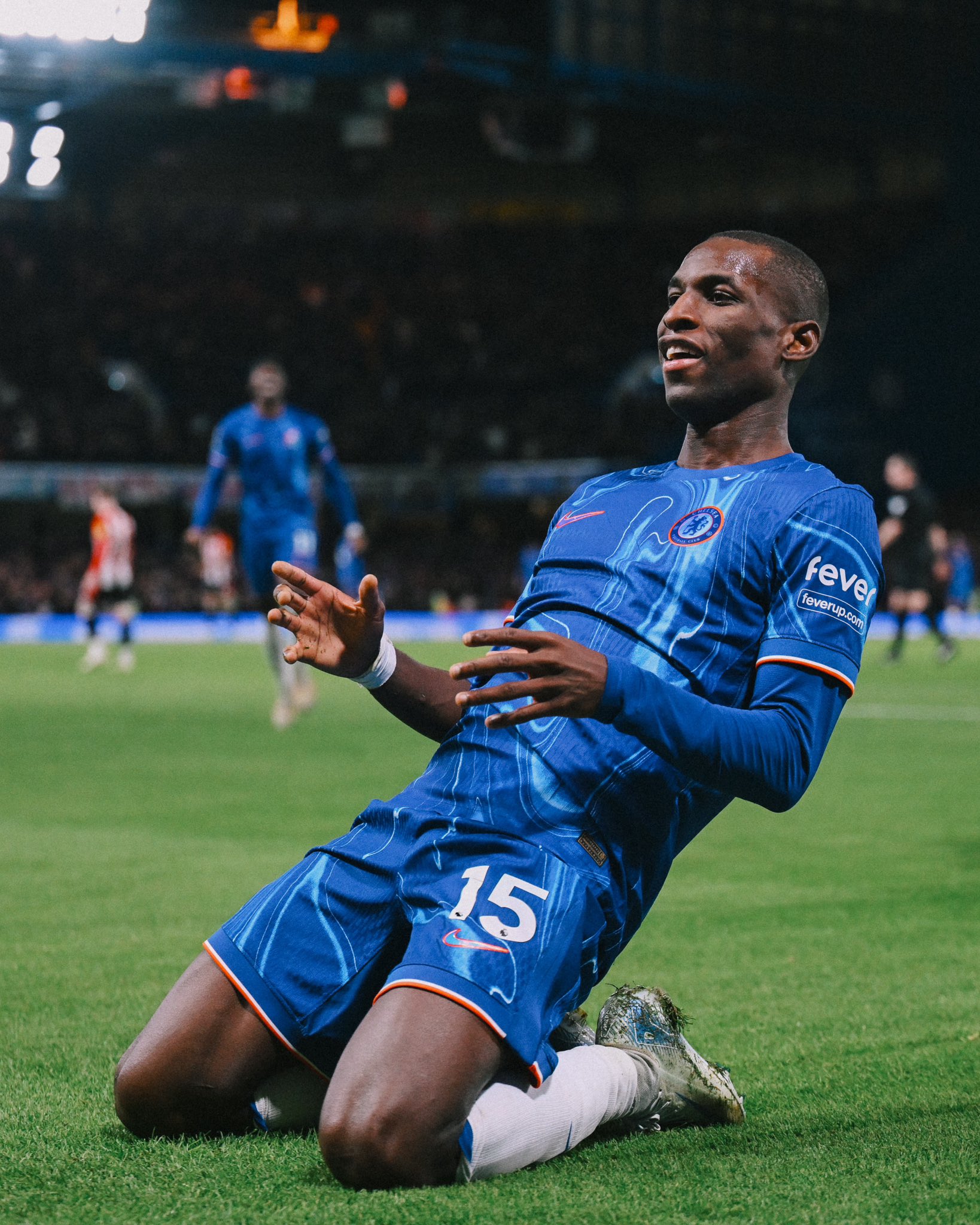 Nicolas Jackson celebrates after scoring the second goal for Chelsea in the Premier League match against Brentford at Stamford Bridge on Sunday 15 December, 2024