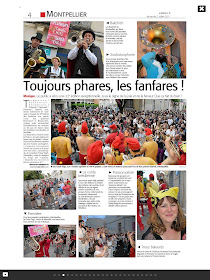 Article de presse de Midi Libre le dimanche 2 juillet 2017 sur le festival des fanfares à Montpellier