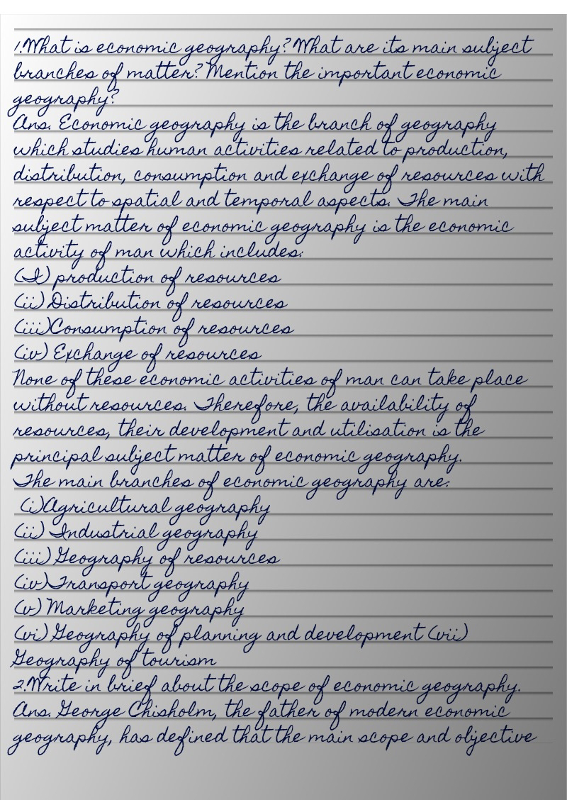 SEBA CLASS 10 SOCIAL SCIENCE  Chapter -6  Economic Geography : Subject Matter and Resource  Notes 2022