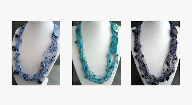 Multi-strand micro macrame necklaces by Sherri Stokey of Knot Just Macrame