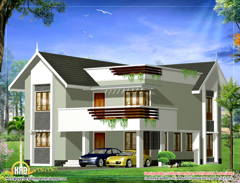  Duplex  House  Elevation  2379 Sq Ft Kerala  home  design 