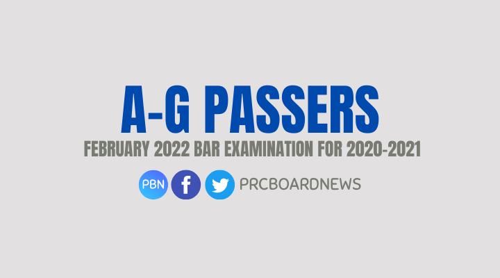 A-G List of Passers: 2020-2021 Bar Exam Result