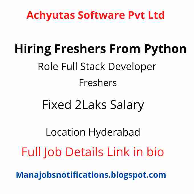 Python Freshers Requirement : 2 Laks Salary For freshers