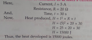 ncert book page 218 an electric iron of resistance 20 ohm ohm takes a current of 5 ampere. Calculate the heat developed in 30 second.