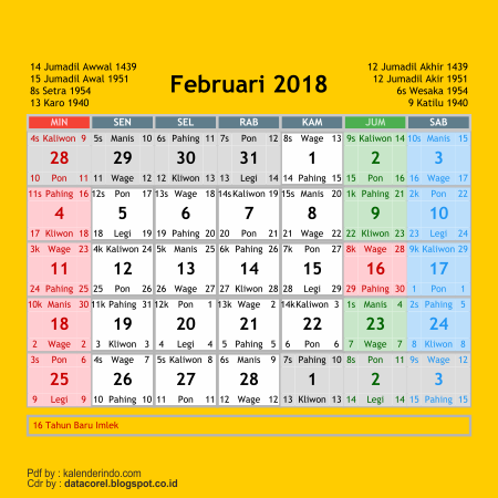 Kalender 2018 CDR 12 Bulan Free Download  Design Corel