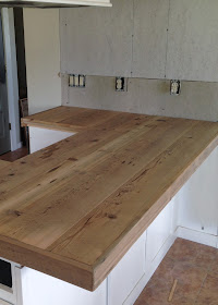 DIY Reclaimed Wood Countertop - adding trim boards along edge