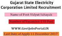 Gujarat State Electricity Corporation Recruitment 2017– 110 Vidyut Sahayak